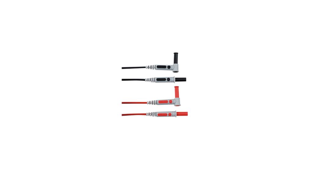 Messleitungssatz , Bananenstecker, 4 mm / Bananenstecker 4 mm, 90°, 1.5m, Schwarz, rot